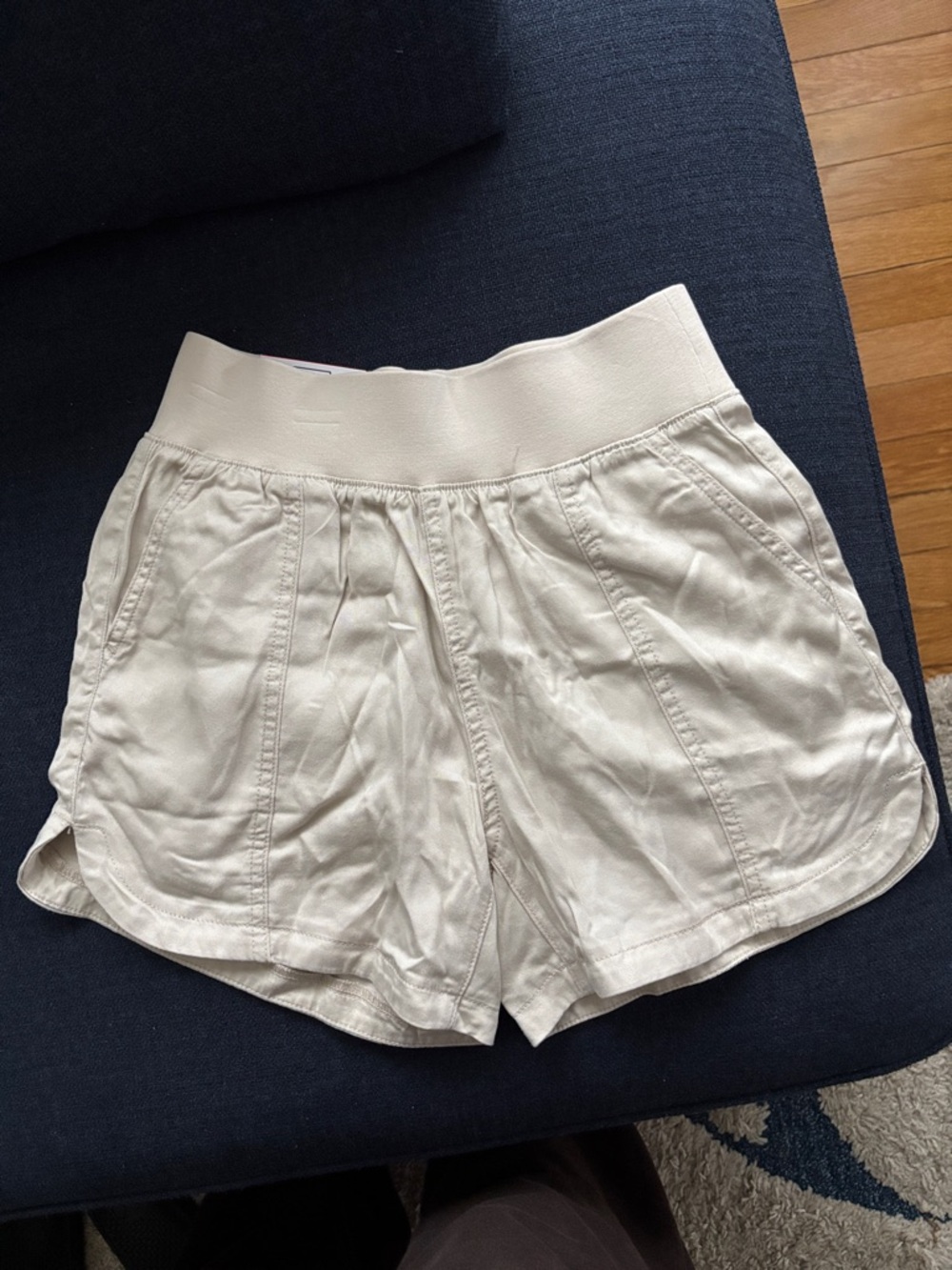 Women’s Cream Athletic Shorts with Elastic Waistband